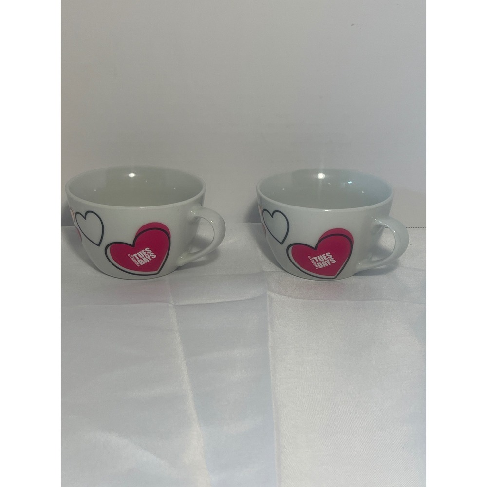 Set of 2 White Mugs Heart Design Is It Tuesday Yet GetThanked